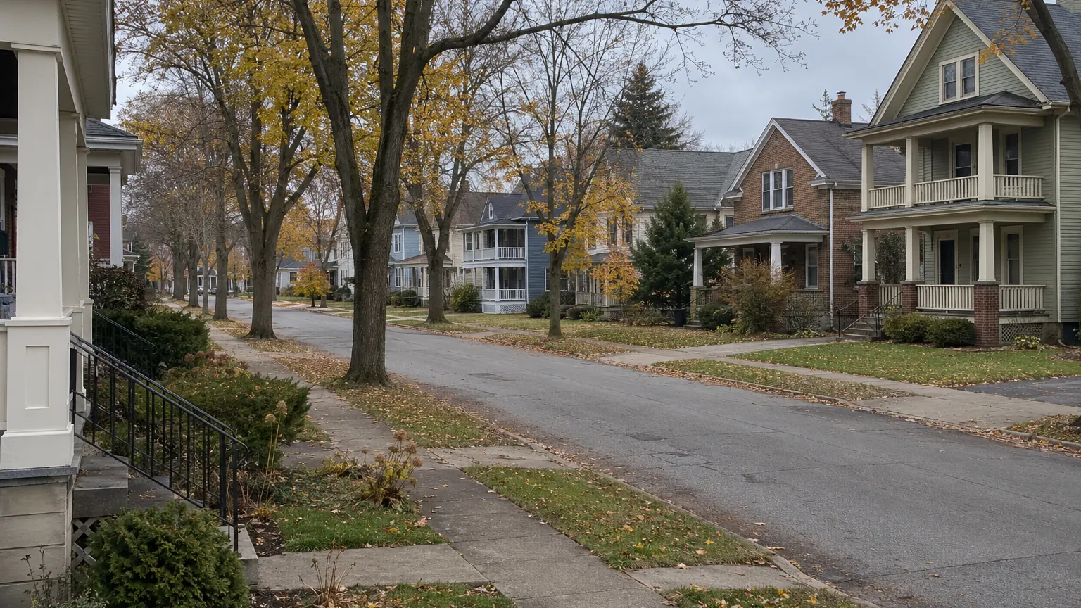 Typical neighborhood street in the Buffalo area